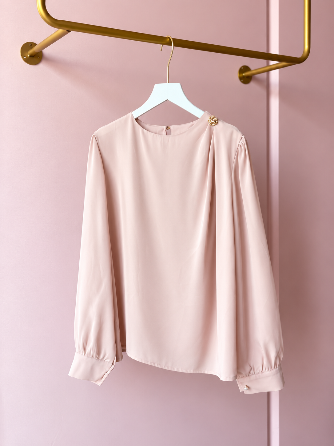 Blush Pink Pleated Top