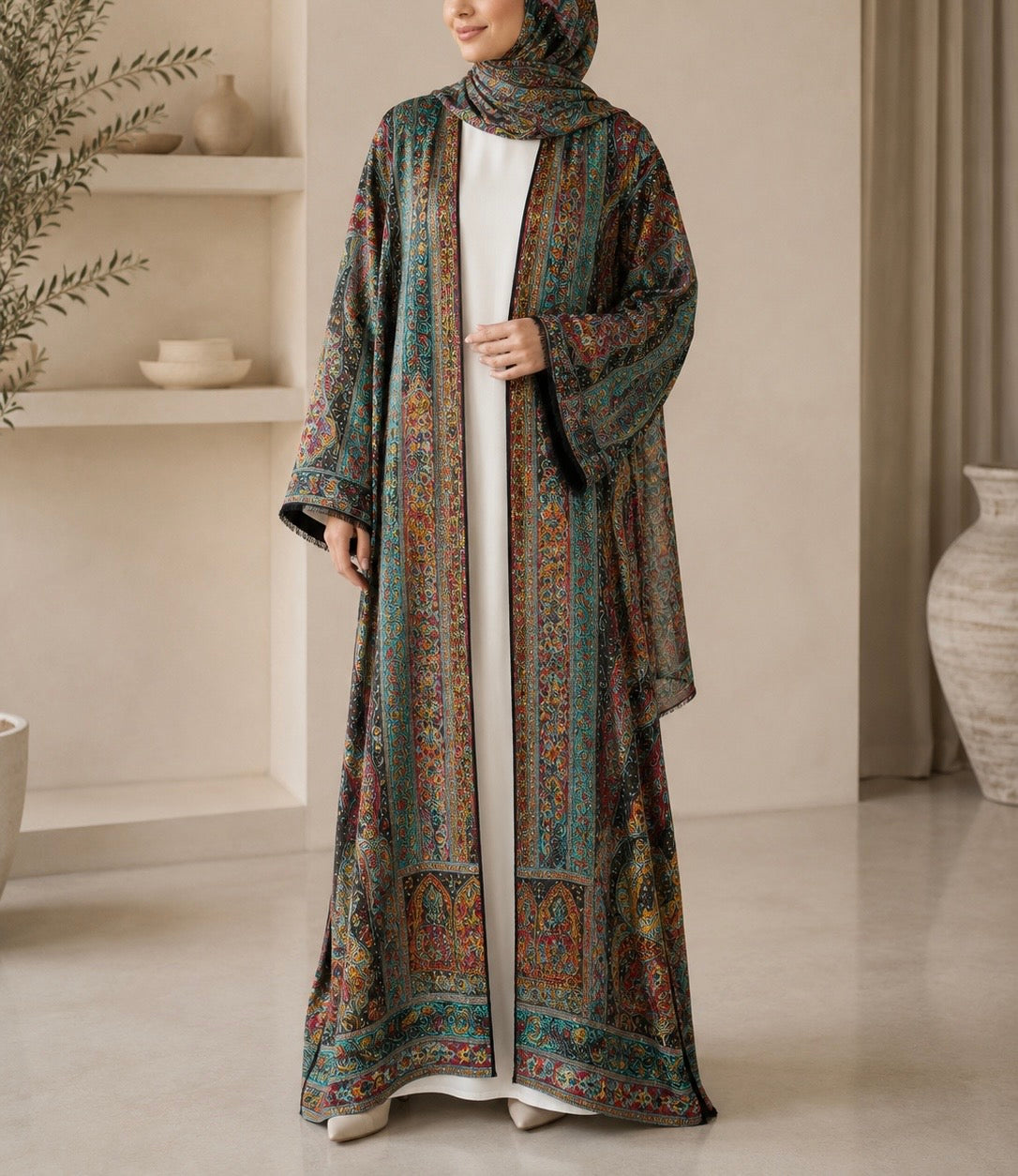 Pashmina Abaya - Peacock