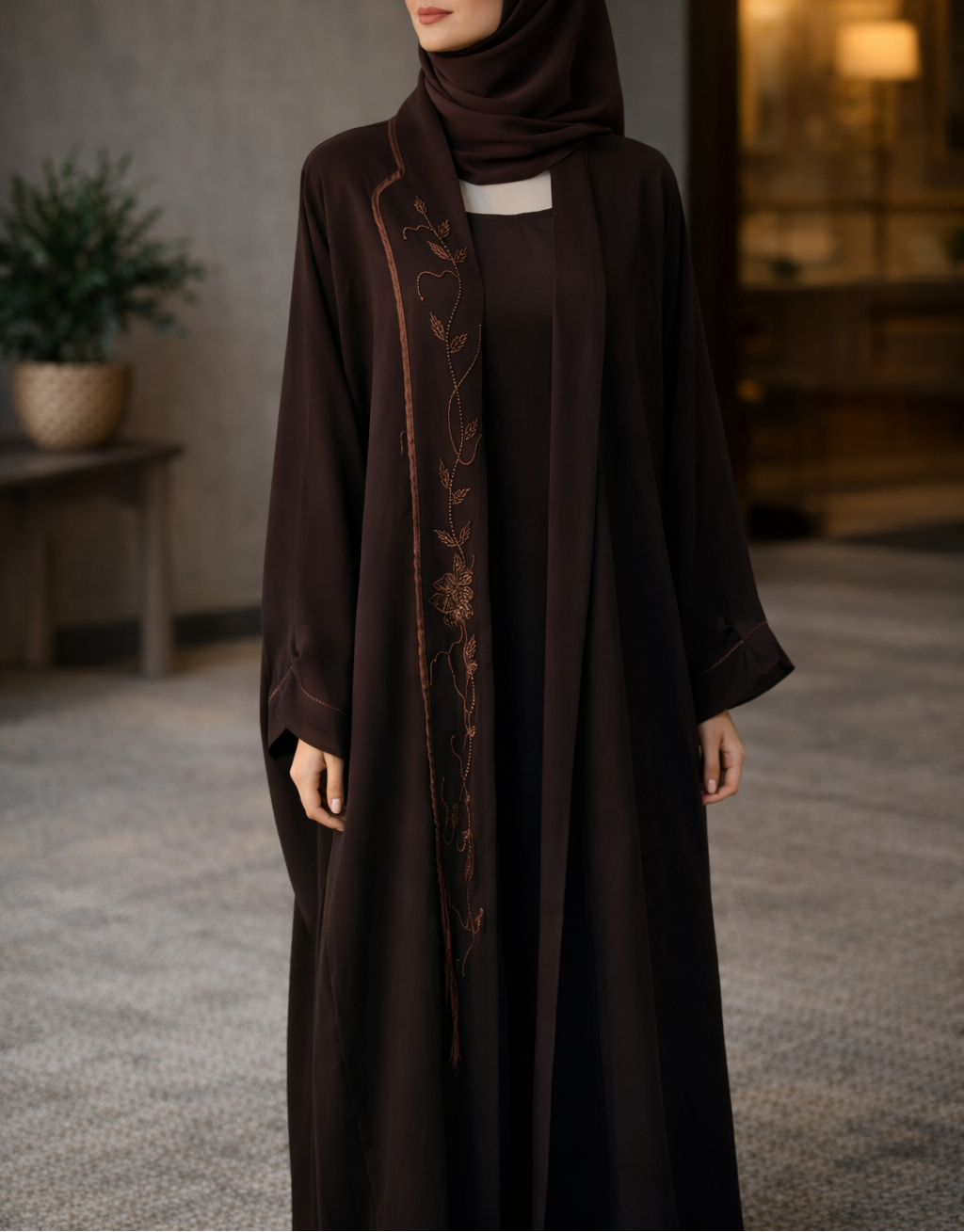 Dubai Abaya - Safiya [Dark Brown]