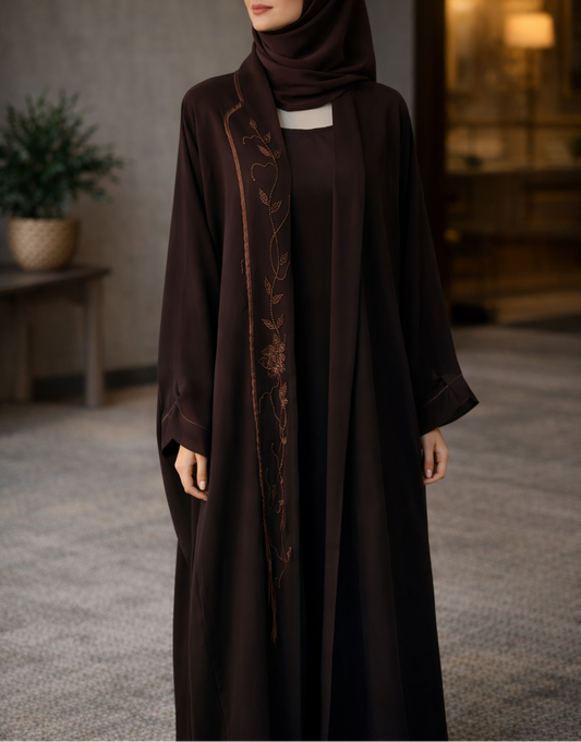 Dubai Abaya - Safiya [Dark Brown]