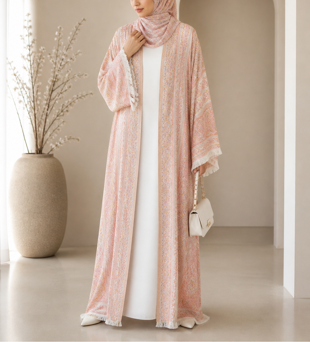 Pashmina Abaya - Baby Pink