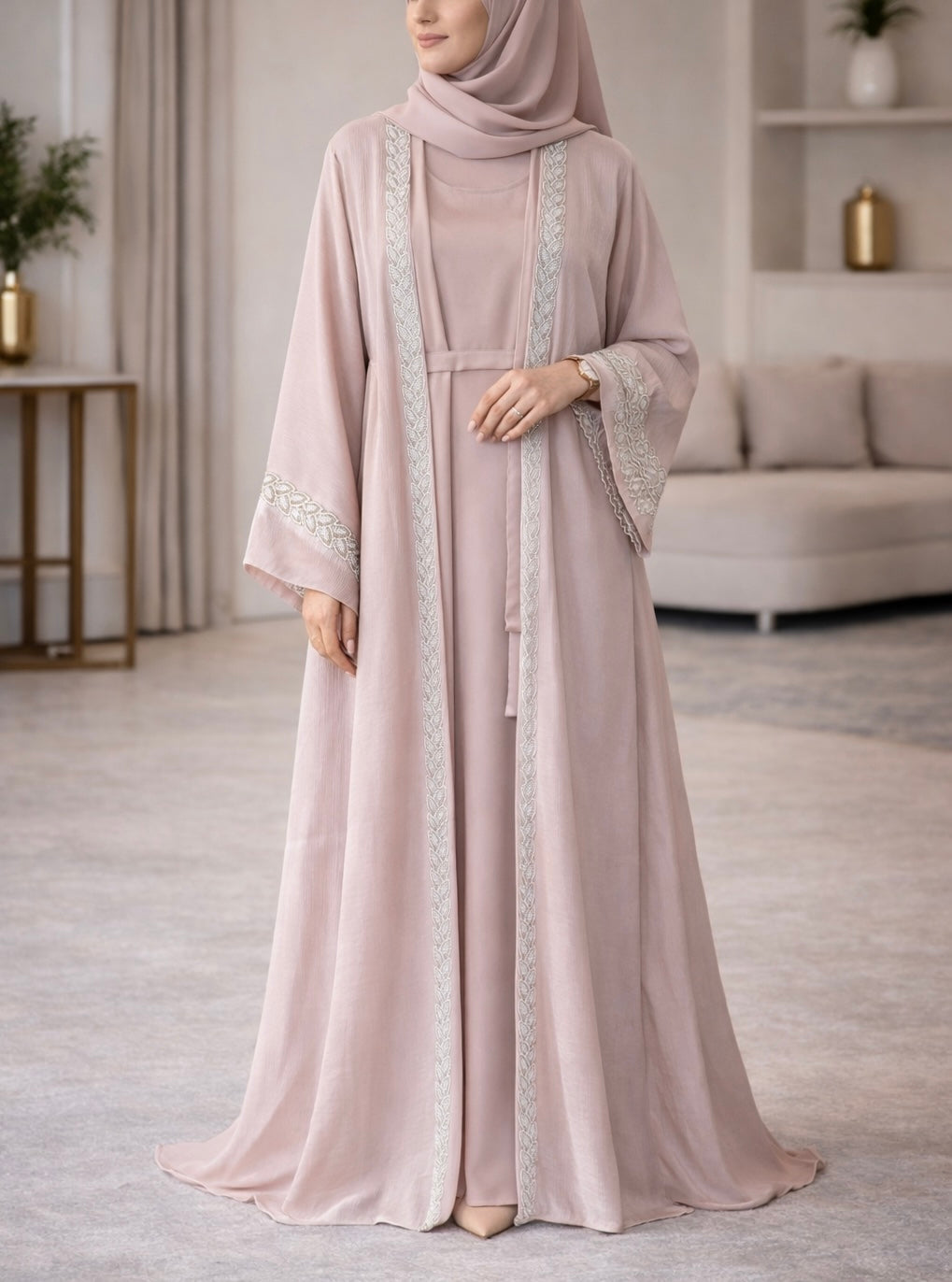 Dubai Abaya - Noor[Nude Pink]