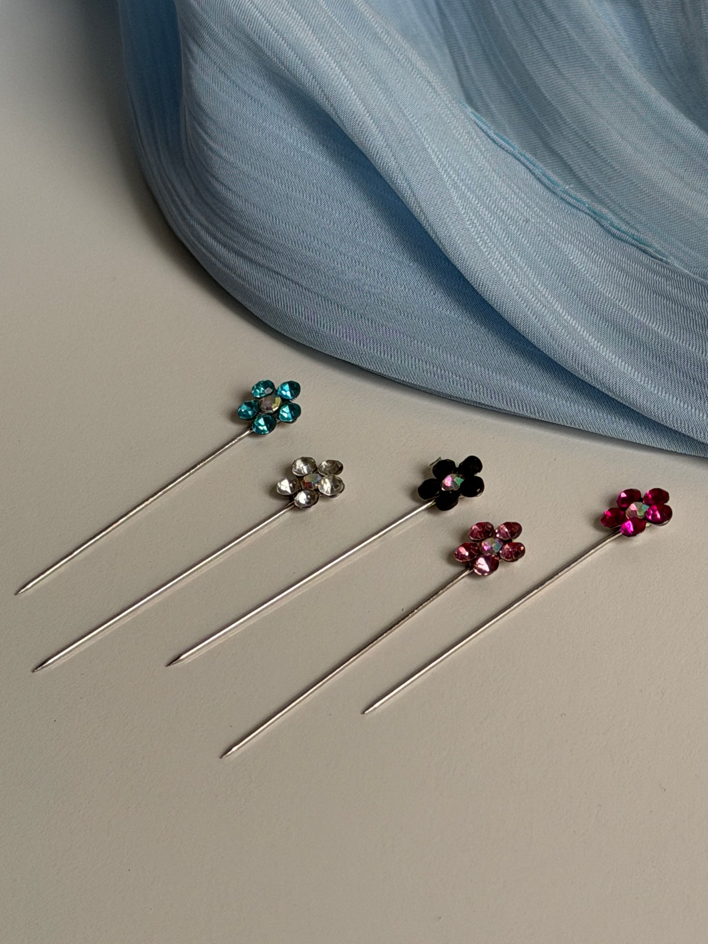 Crystal Blossom Hijab Pins – Set of 5