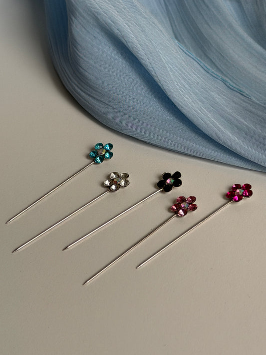 Crystal Blossom Hijab Pins – Set of 5