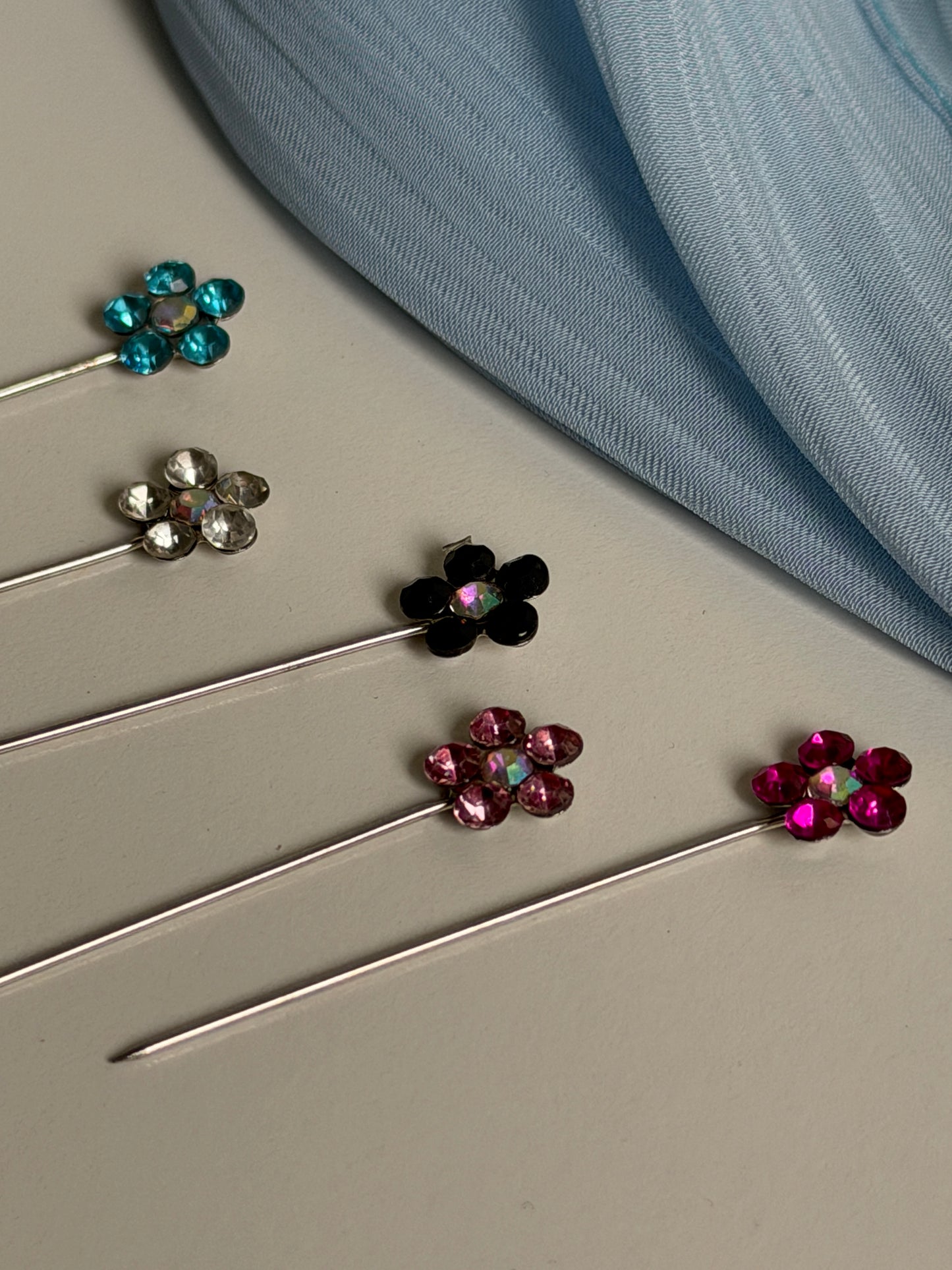 Crystal Blossom Hijab Pins – Set of 5