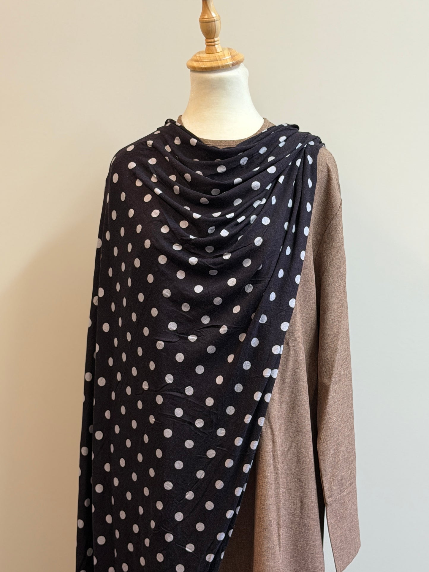PRINTED JERSEY HIJAB - BLACK POLKA DOT