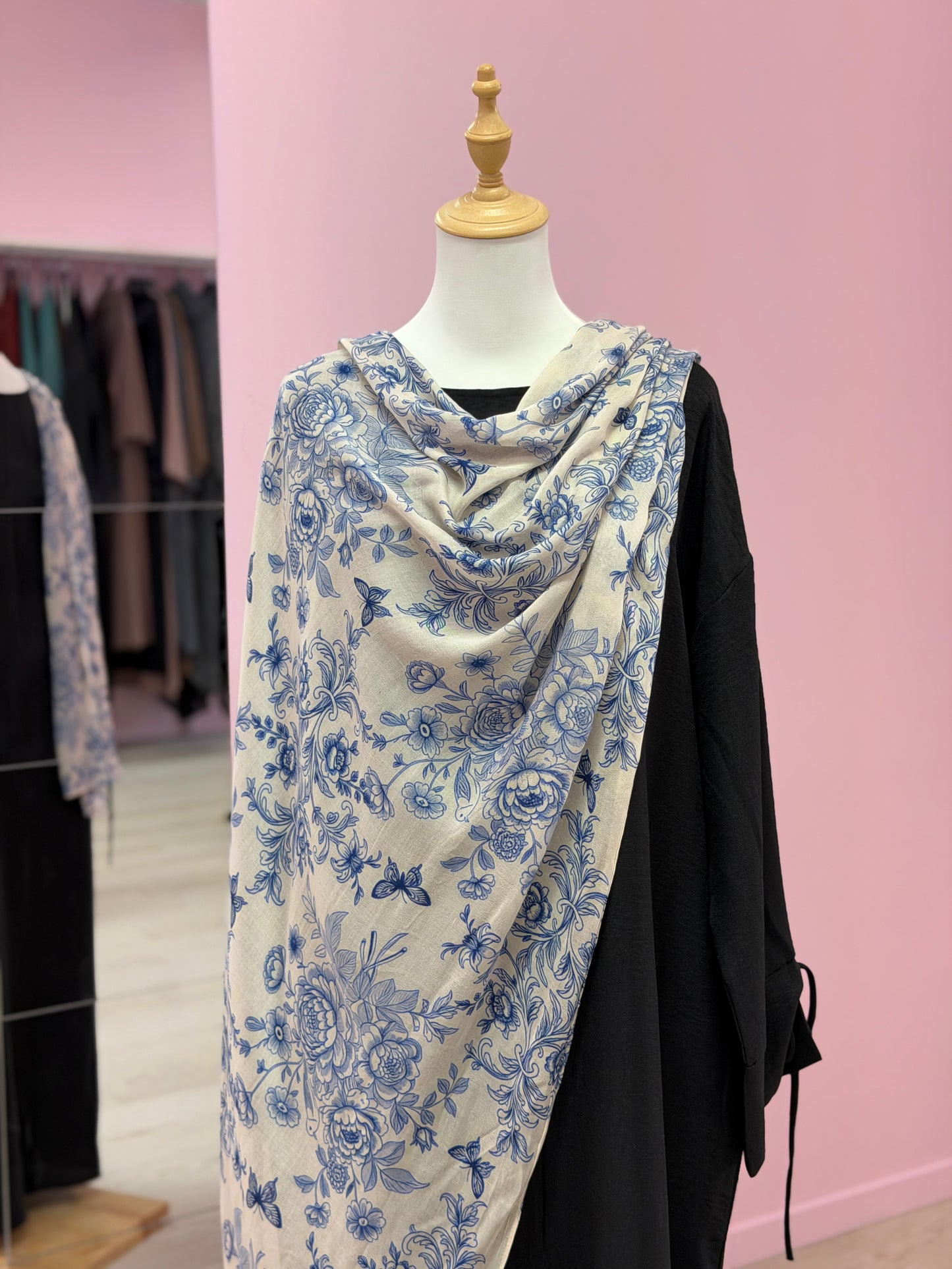 PRINTED MODAL HIJAB - BLUE BLOSSOM