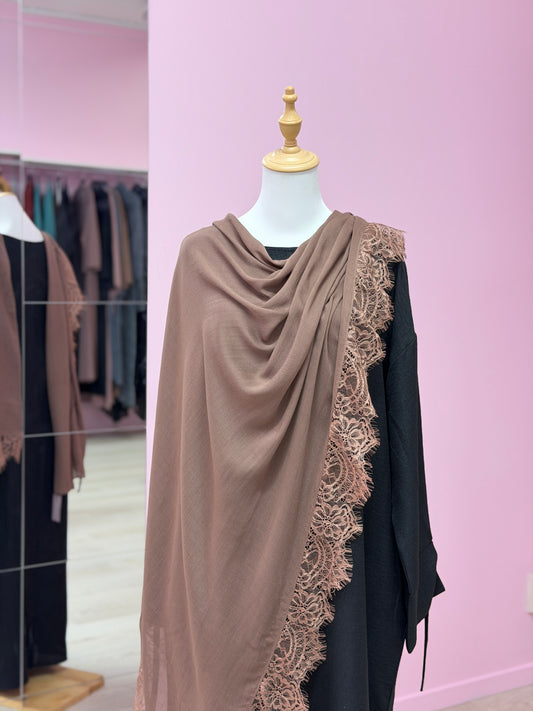 LACE MODAL HIJAB - LATTE