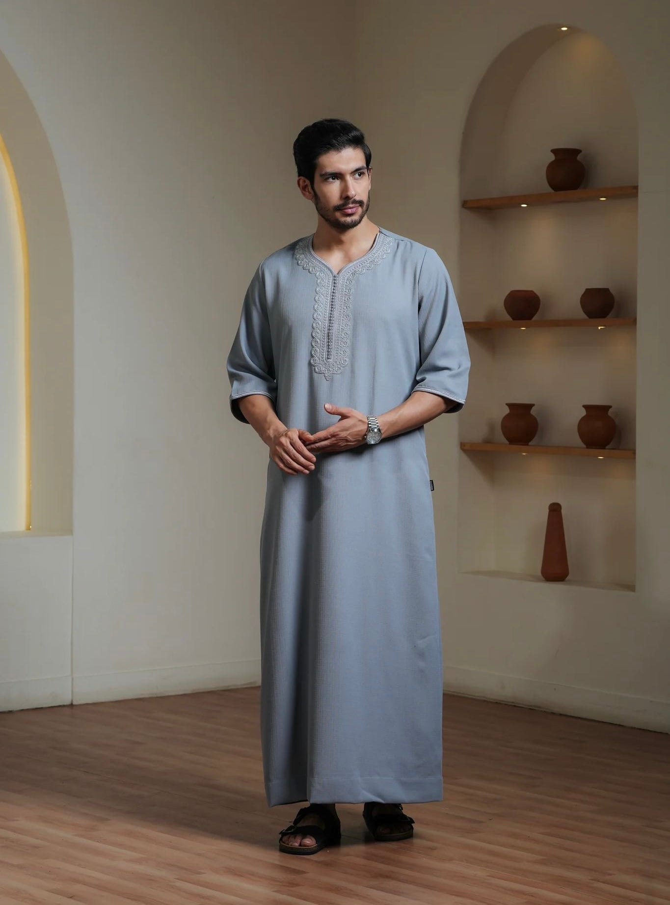 Grey Moroccan Thobe