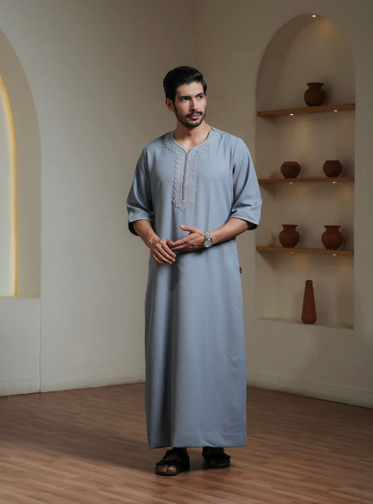 Grey Moroccan Thobe