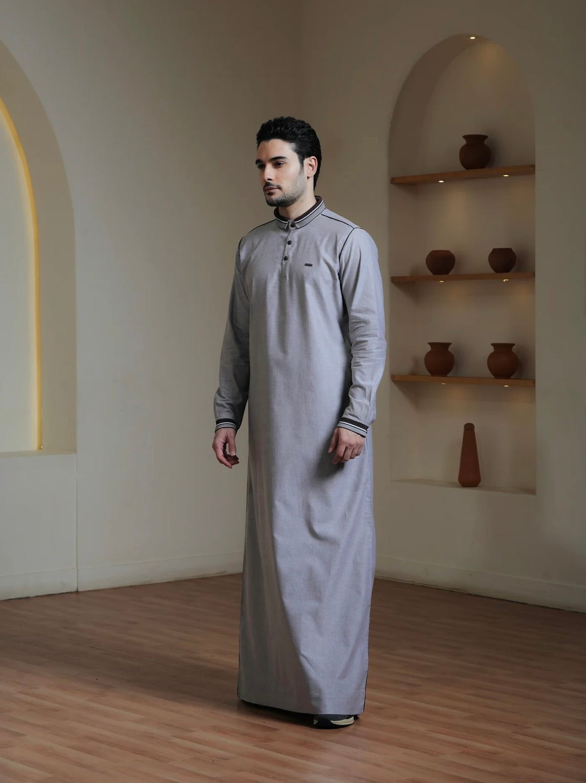 Thobe Display Brown Akomos Thobe | Modern Islamic Thobe NZ | Hijabaan