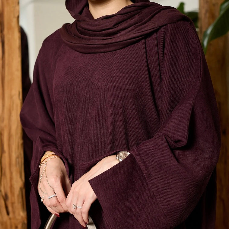 Corduroy Abaya - Cherry
