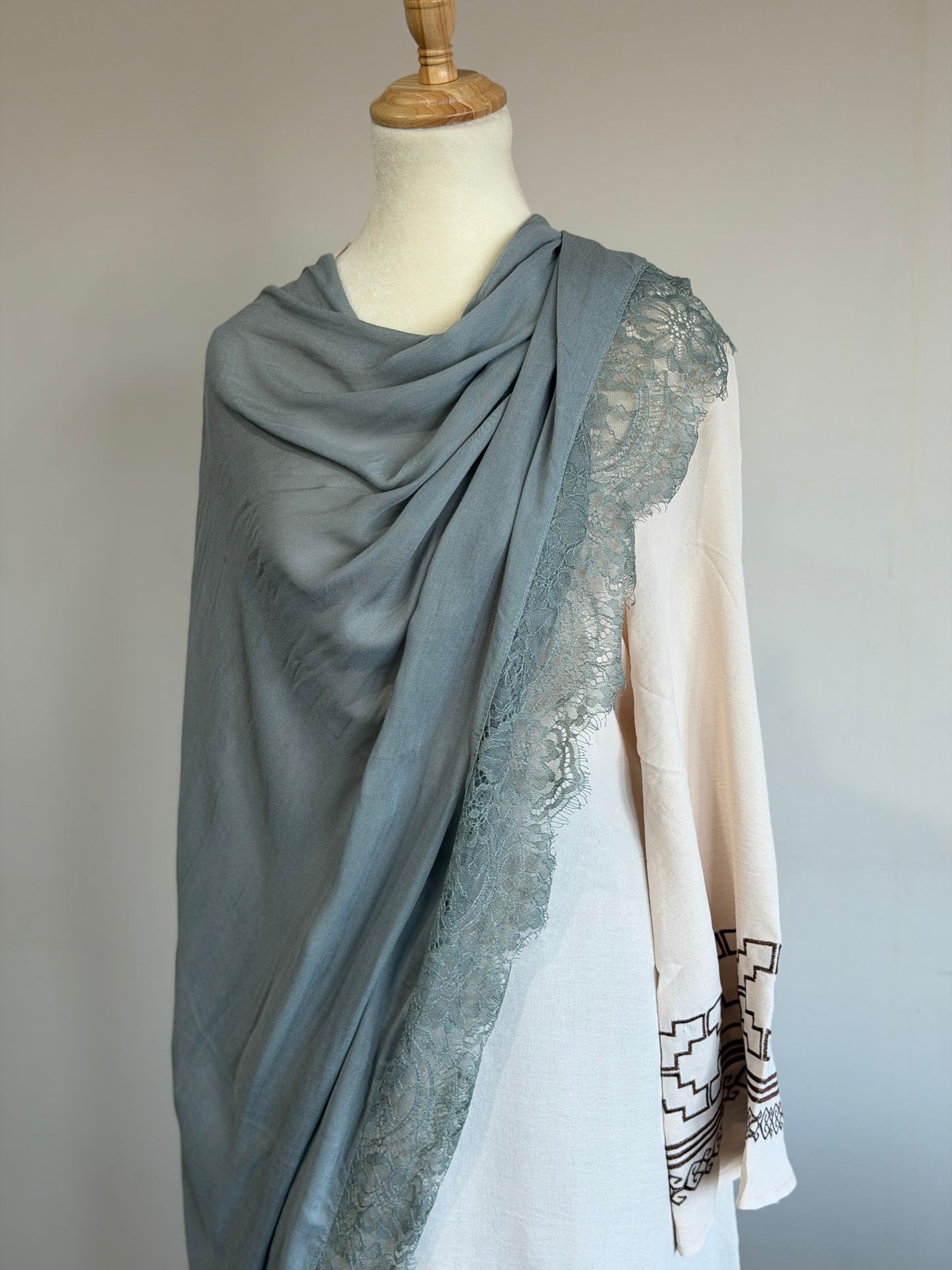 Lace Modal Hijab - Grey