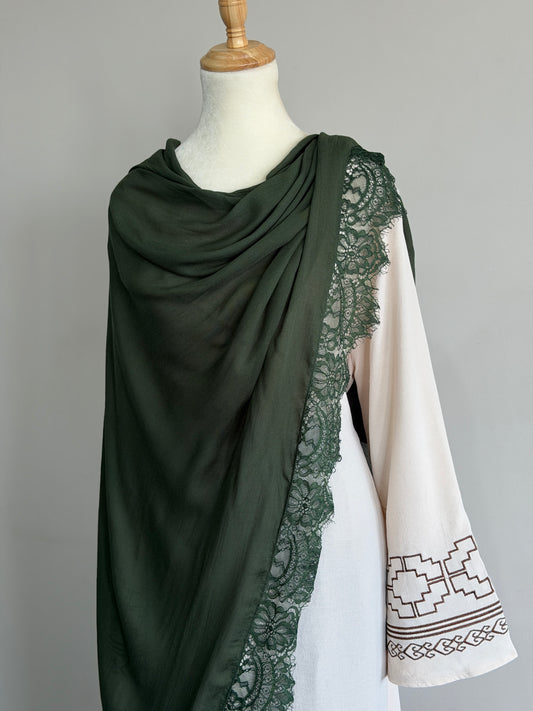 Lace Modal Hijab - Green