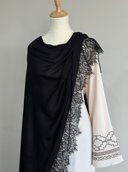 Lace Modal Hijab - Black