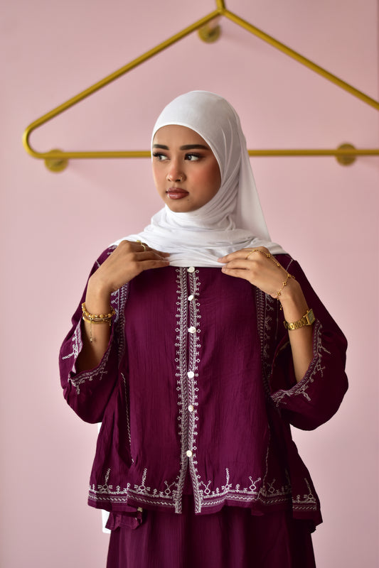 Zahra Co-ord Set – Burgundy