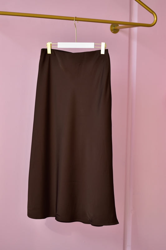 Satin Skirt - Dark brown