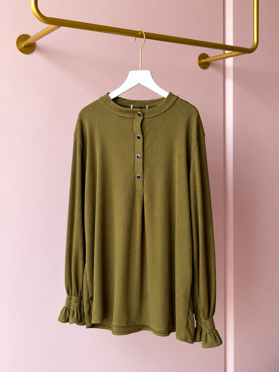 Olive Ribbed Top