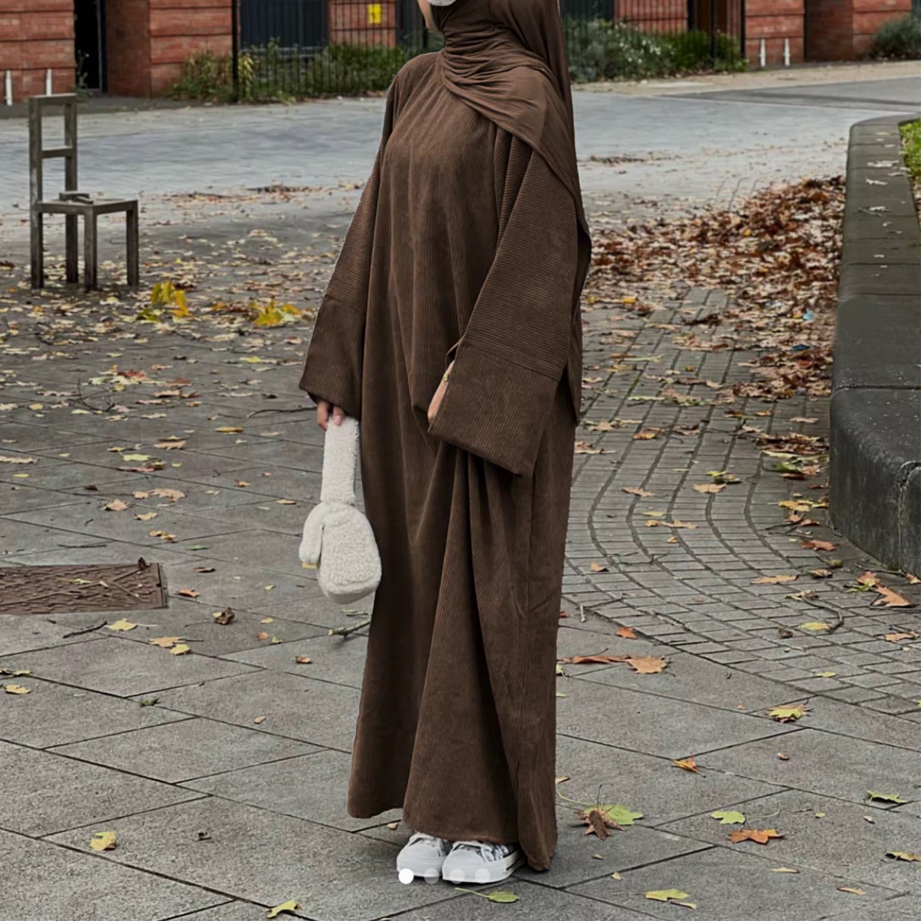 eddy Corduroy Abaya for winter modest fashion in New Zealand Auckland