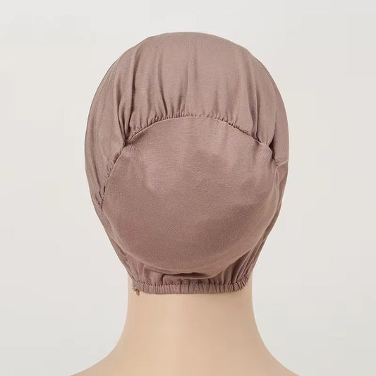 Closed hijab cap in black jersey for full head and neck coverage – Hijabaan N