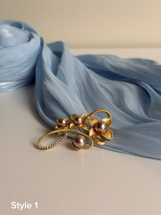 Luxe Pearl Floral Hijab Brooch