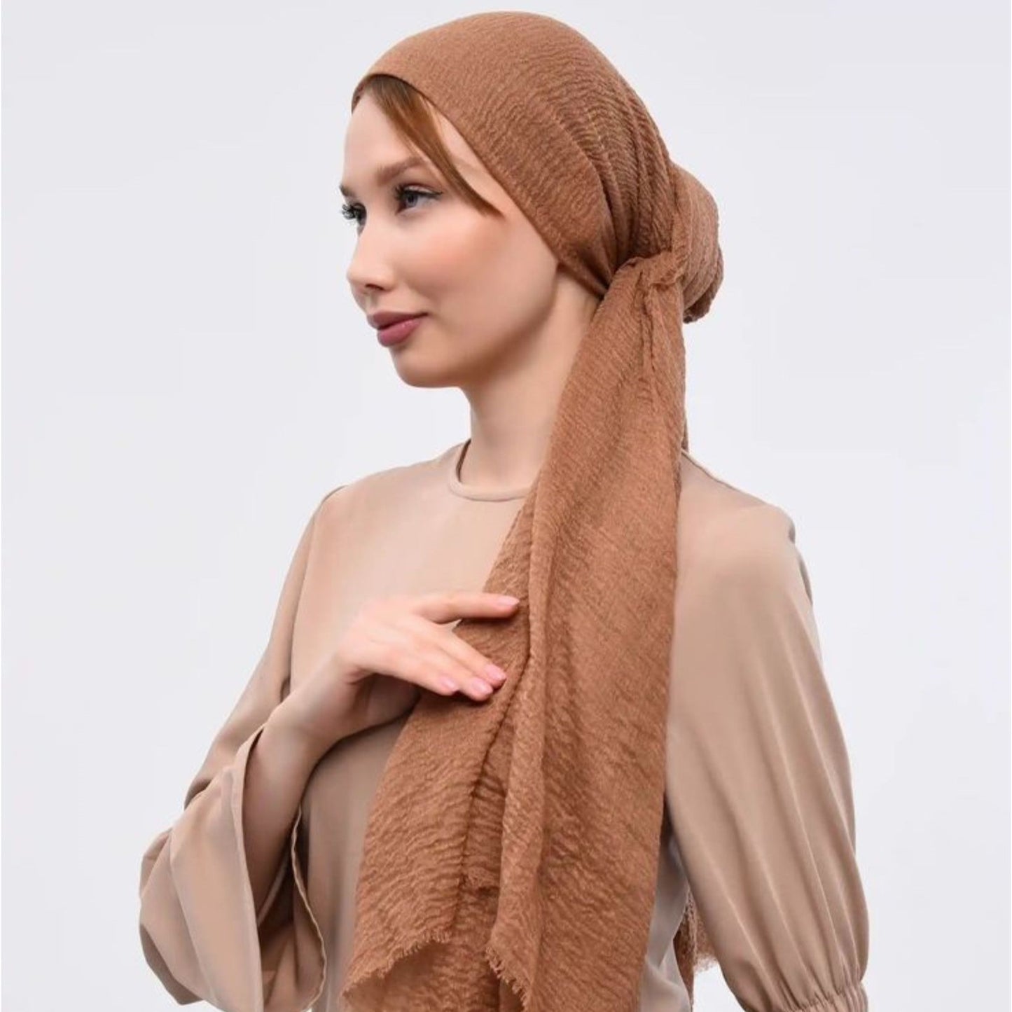 Cotton crinkle hijab with breathable texture for daily modest wear