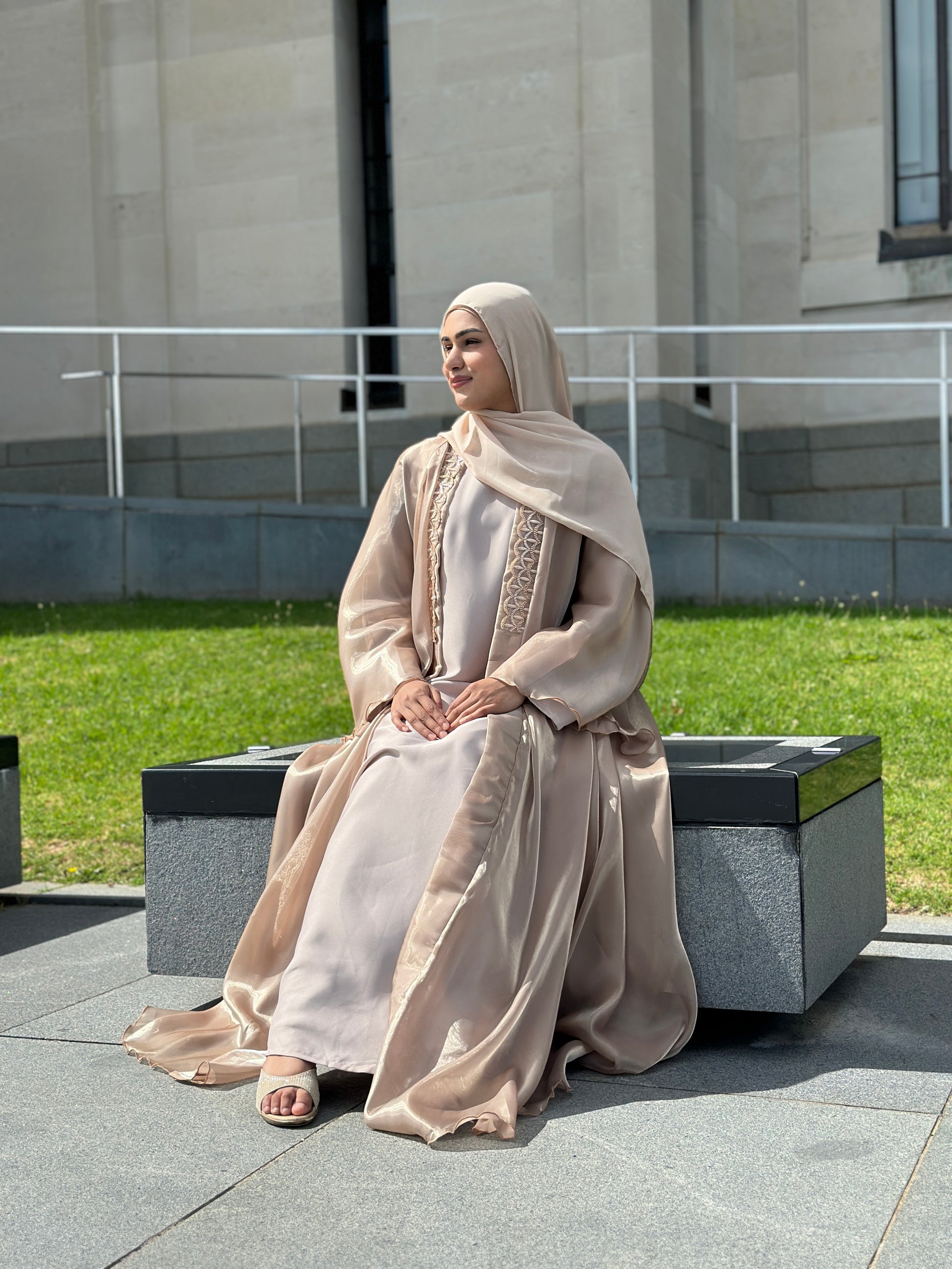 Four-piece Afiya abaya 58-inch length with belt and inner dress – Hijabaan Auckland