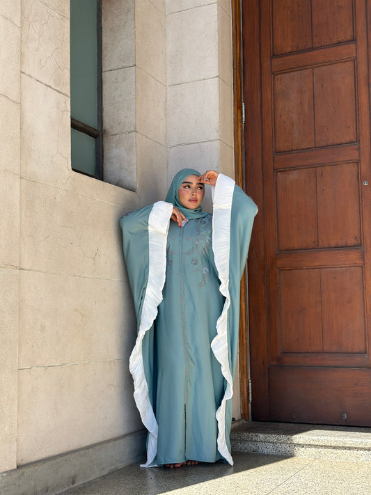 Dubai Abaya – Amal kaftan style modest abaya NZ with flares by Hijabaan