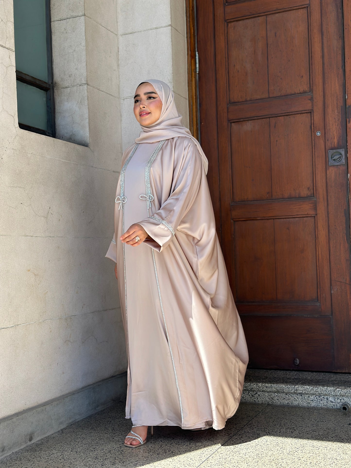 Front-open Asiya abaya shrug with matching inner dress – modest wear NZ