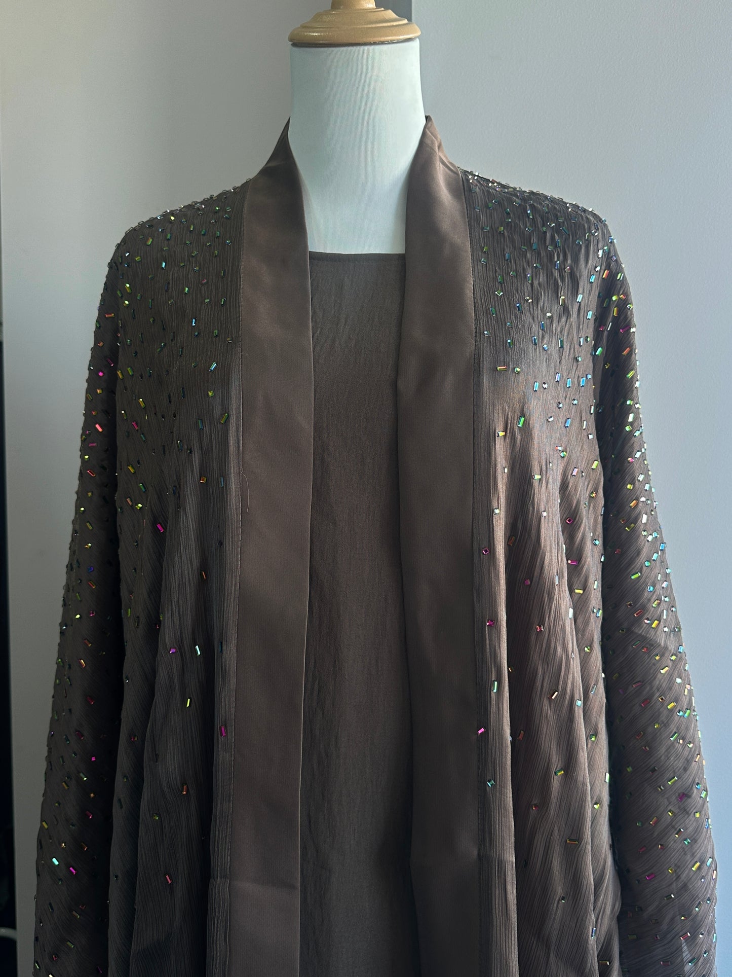 Modest fashion NZ – Ayesha abaya set with organza diamond shrug