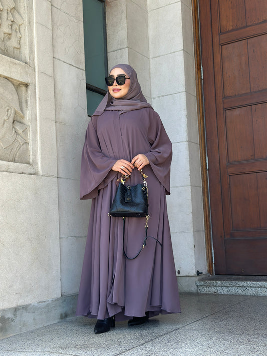 Dubai Abaya Samaira open abaya with belt and matching hijab – Hijabaan NZ