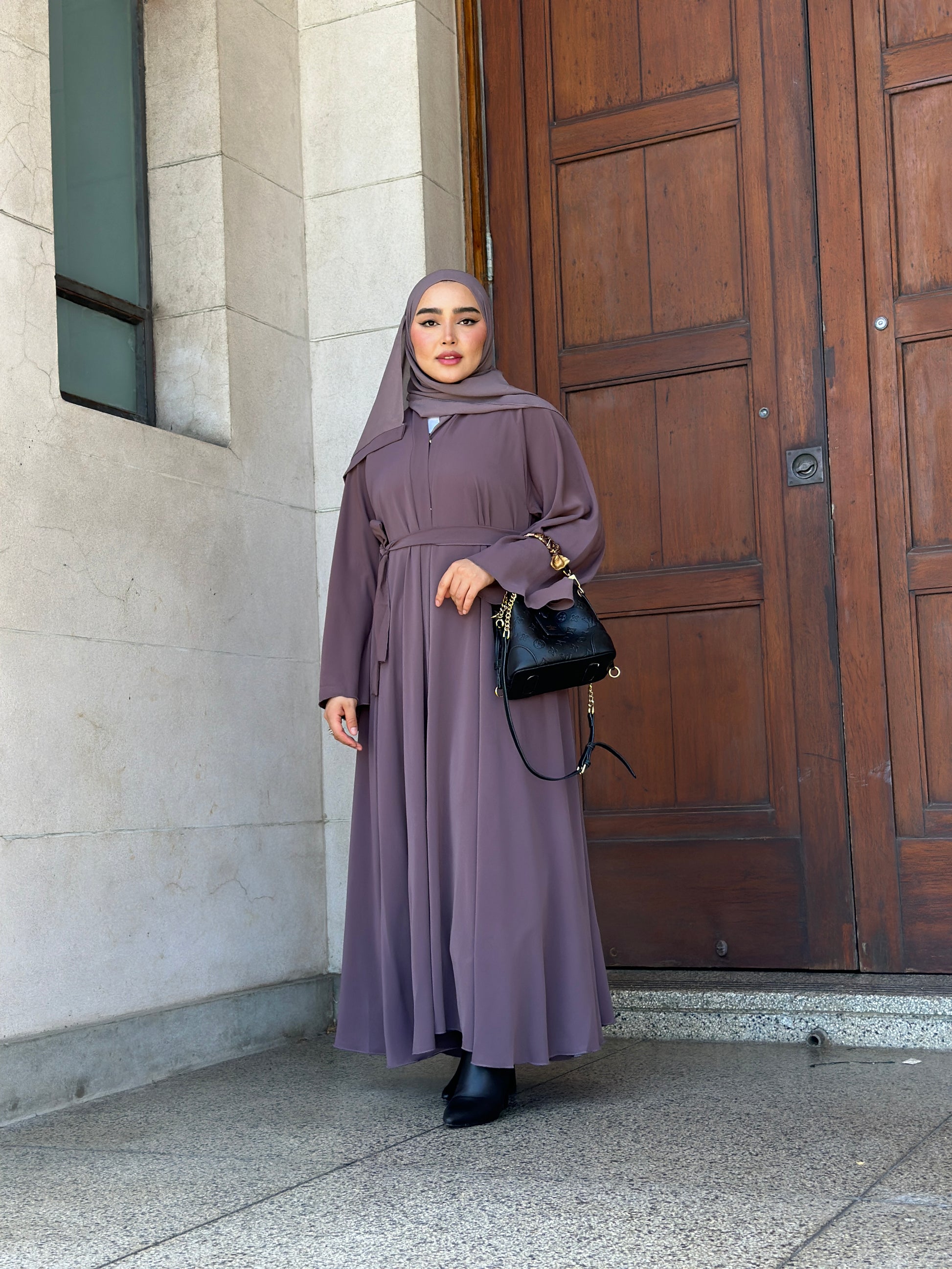 Modest daily wear abaya Samaira with button front – Hijabaan Auckland
