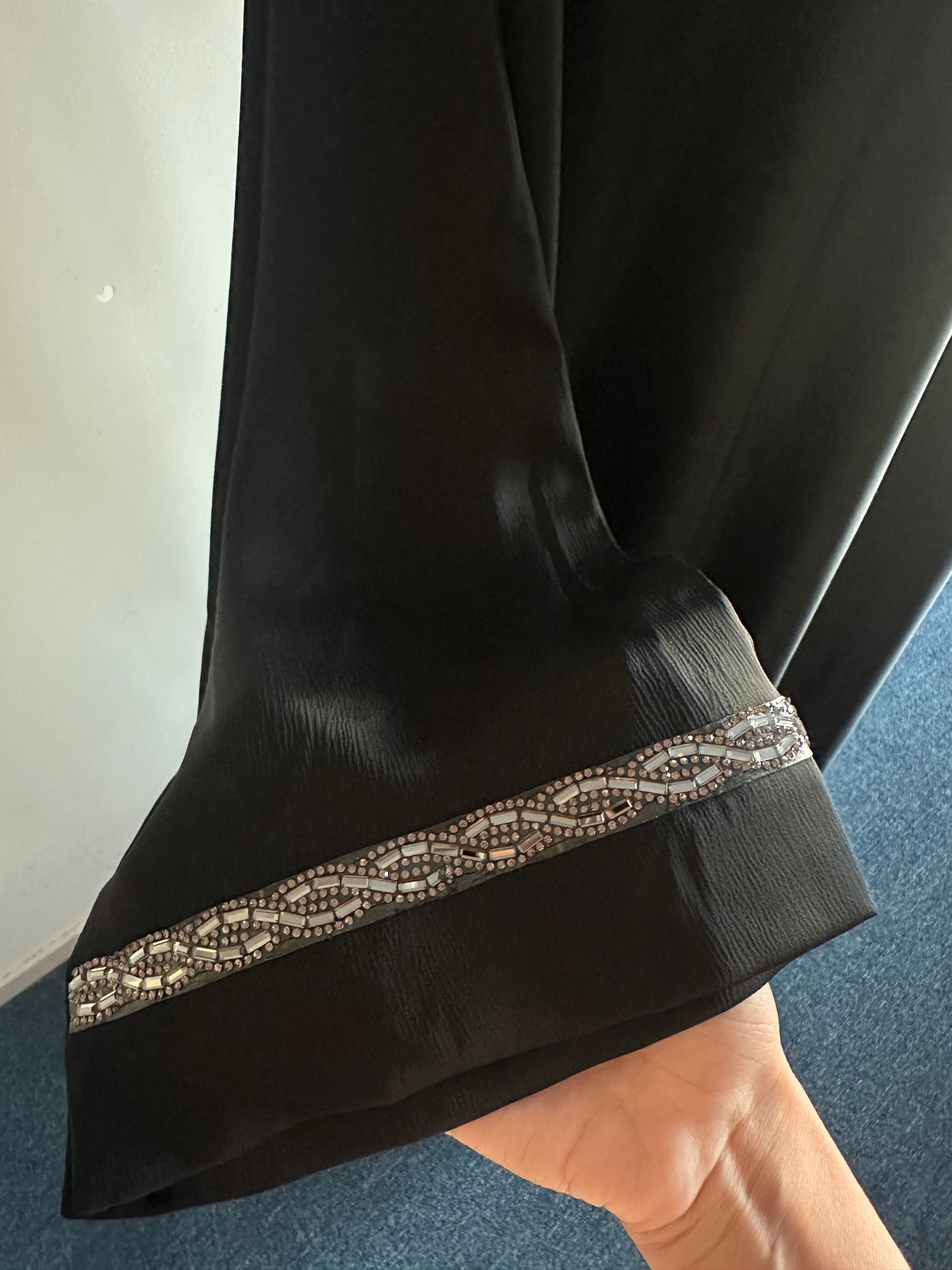 : Elegant 56 inch diamond-detailed Dubai Abaya Sana with hijab – Hijabaan