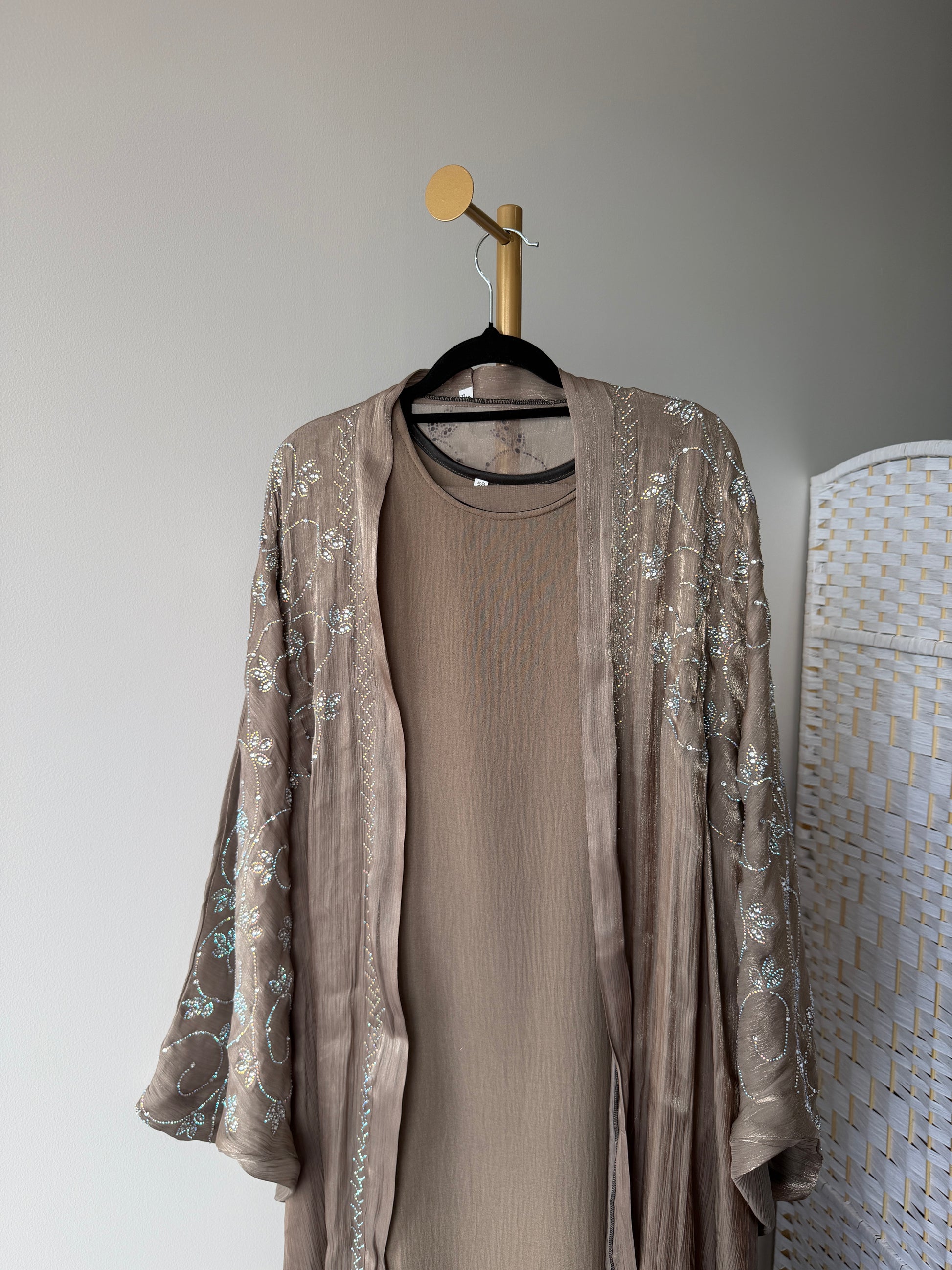 Dubai Abaya Zareen kaftan style organza abaya with diamond work