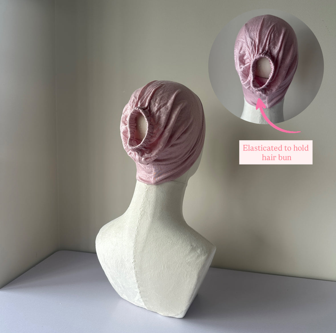 Elasticated Bonnet Cap with back hole for hair bun