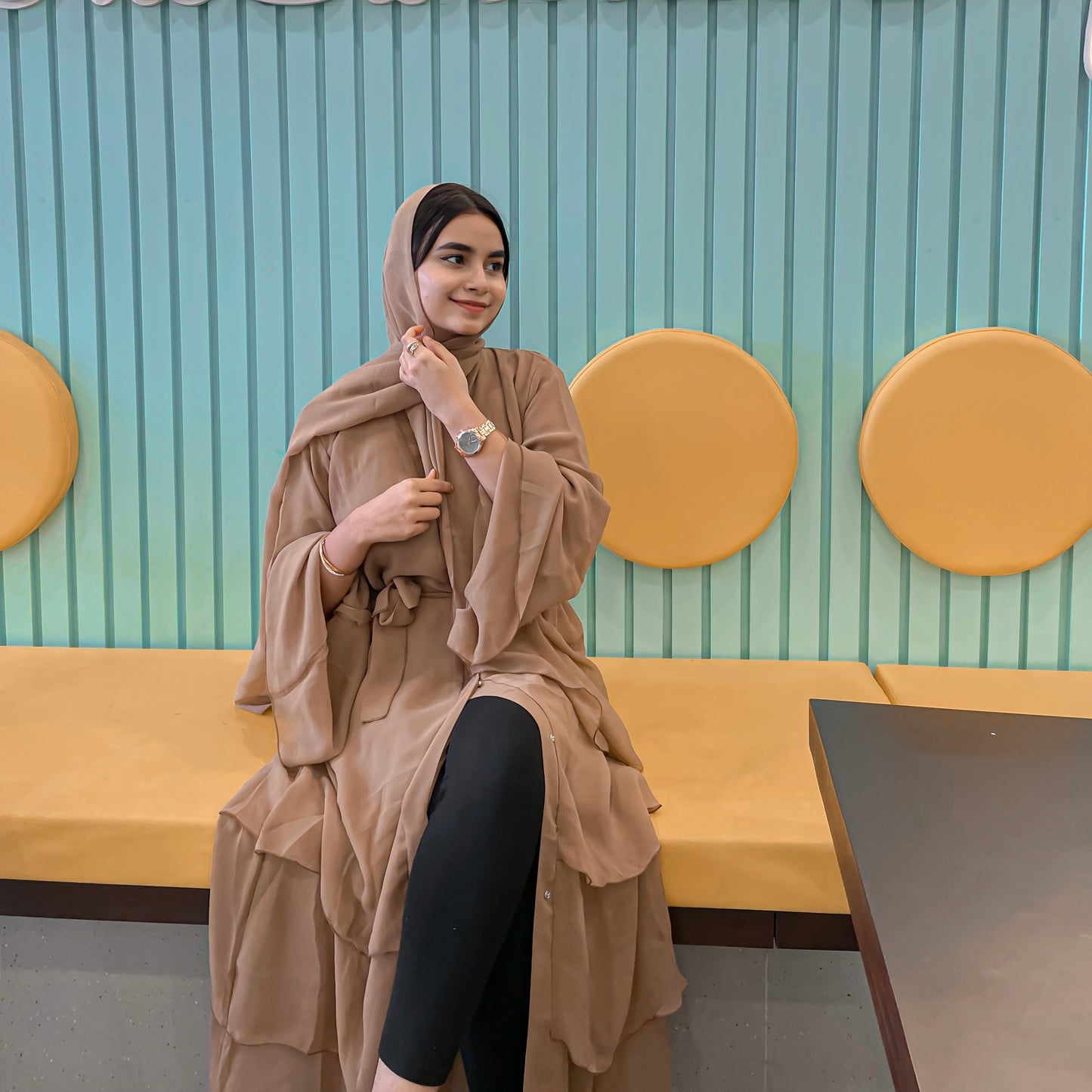 Triple-tiered flowy chiffon abaya for formal modestwear – Hijaba