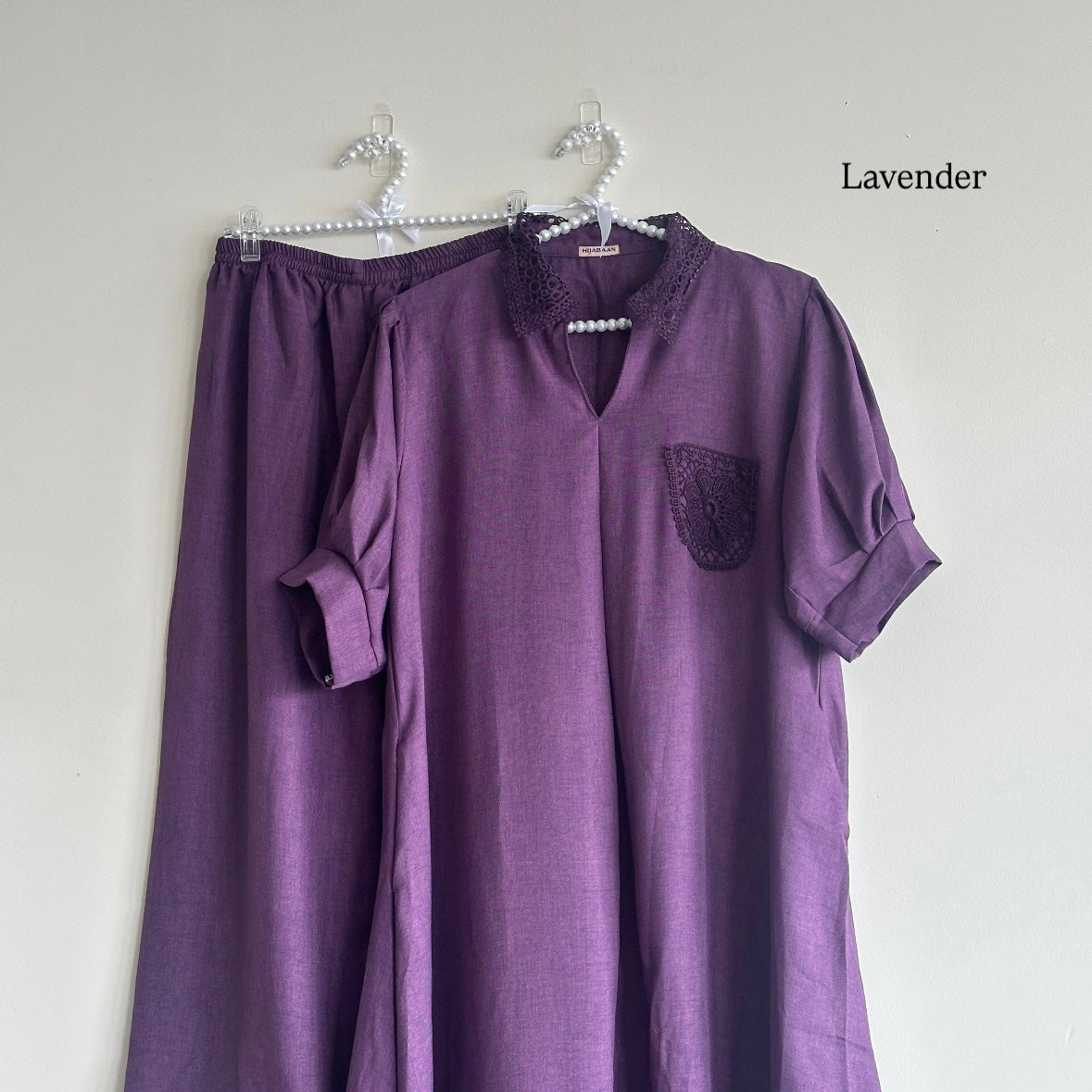 Styled look of Inara Co-ord Set – lace detail and soft cotton fabric – Hijabaan Modest Fashion NZ