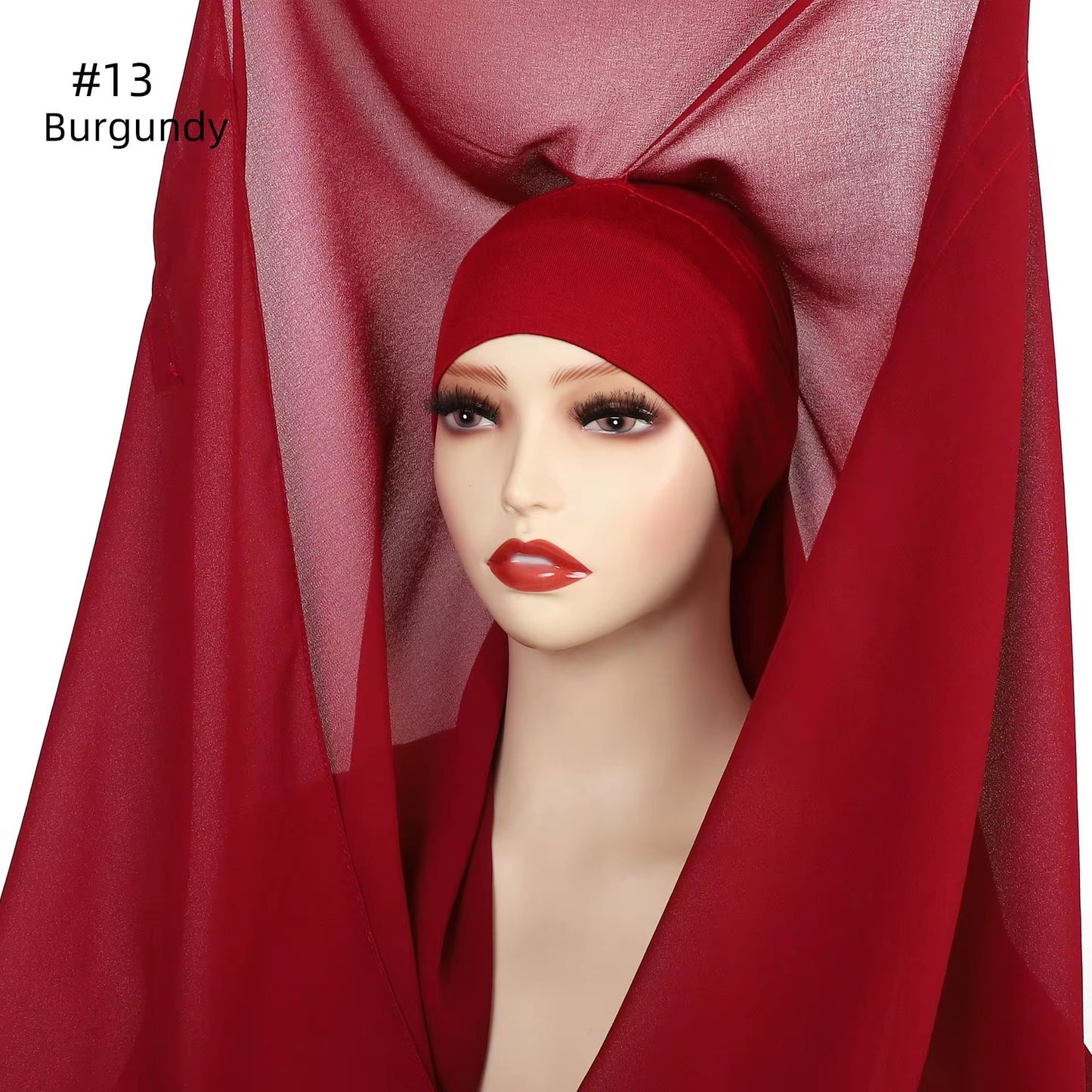 Burgundy instant chiffon hijab – modest, secure fit – Hijabaan NZ

