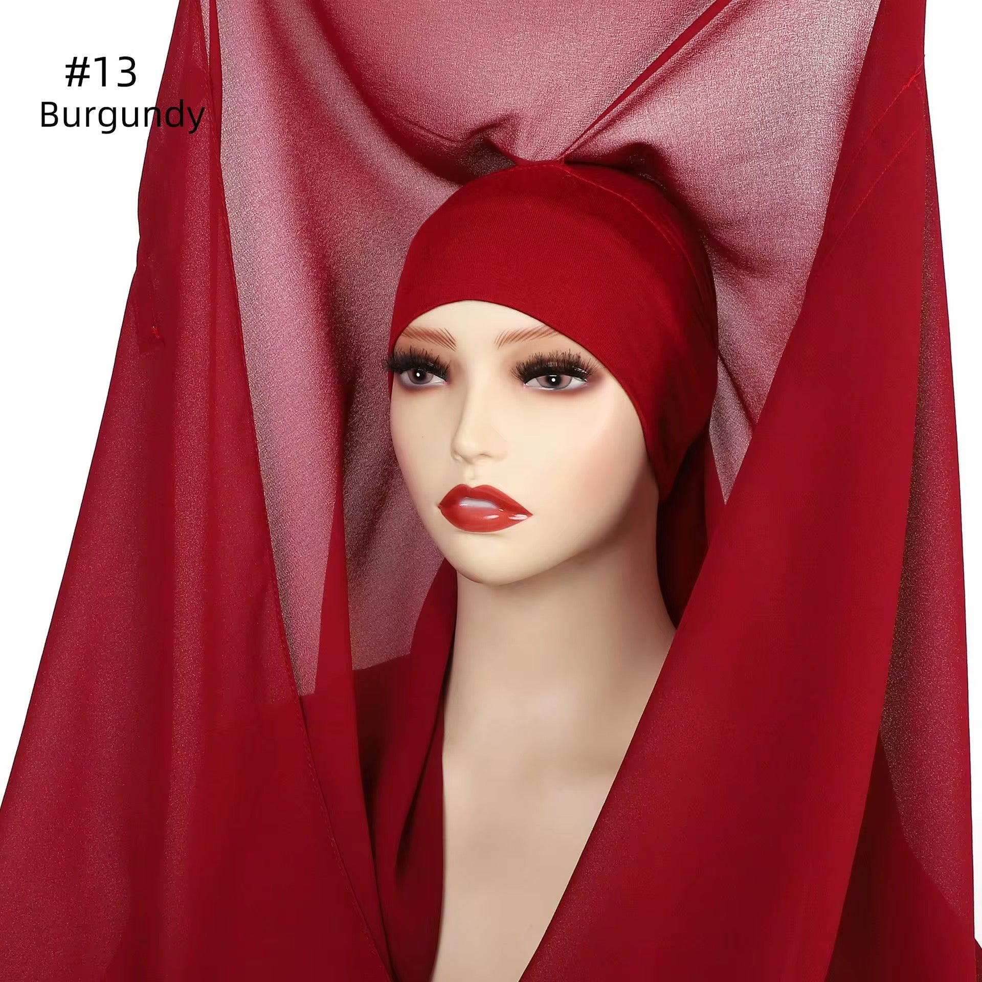 Burgundy instant chiffon hijab – modest, secure fit – Hijabaan NZ
