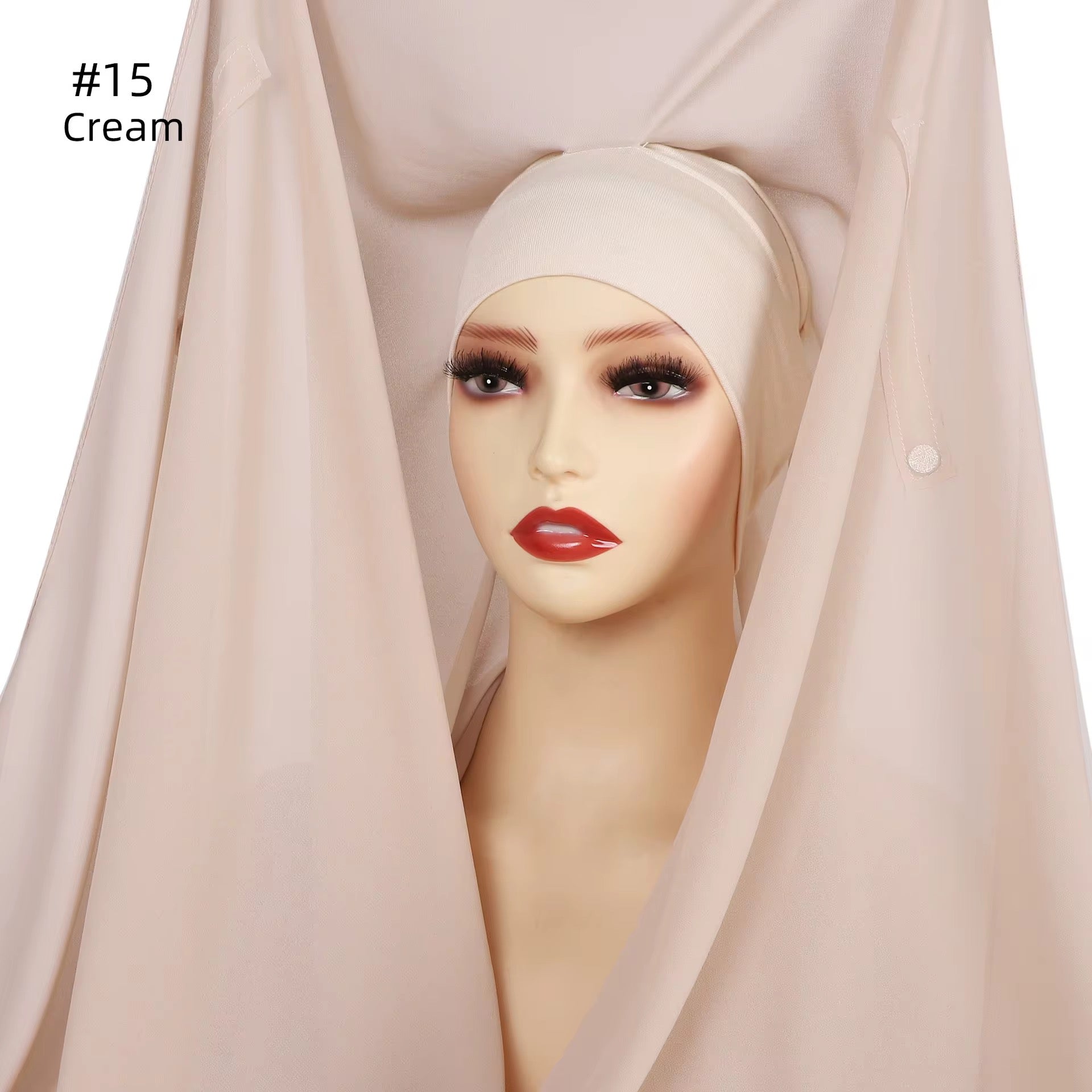 Cream instant hijab with magnet closure and undercap – Hijabaan NZ
