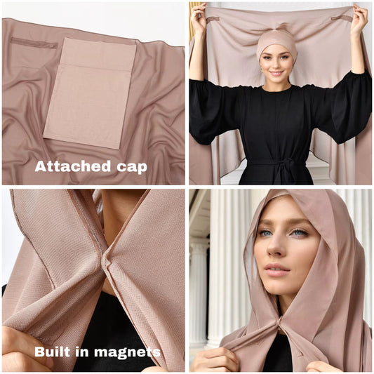 Instant chiffon hijabs in 18 colours with built-in magnets – Hijabaan NZ

