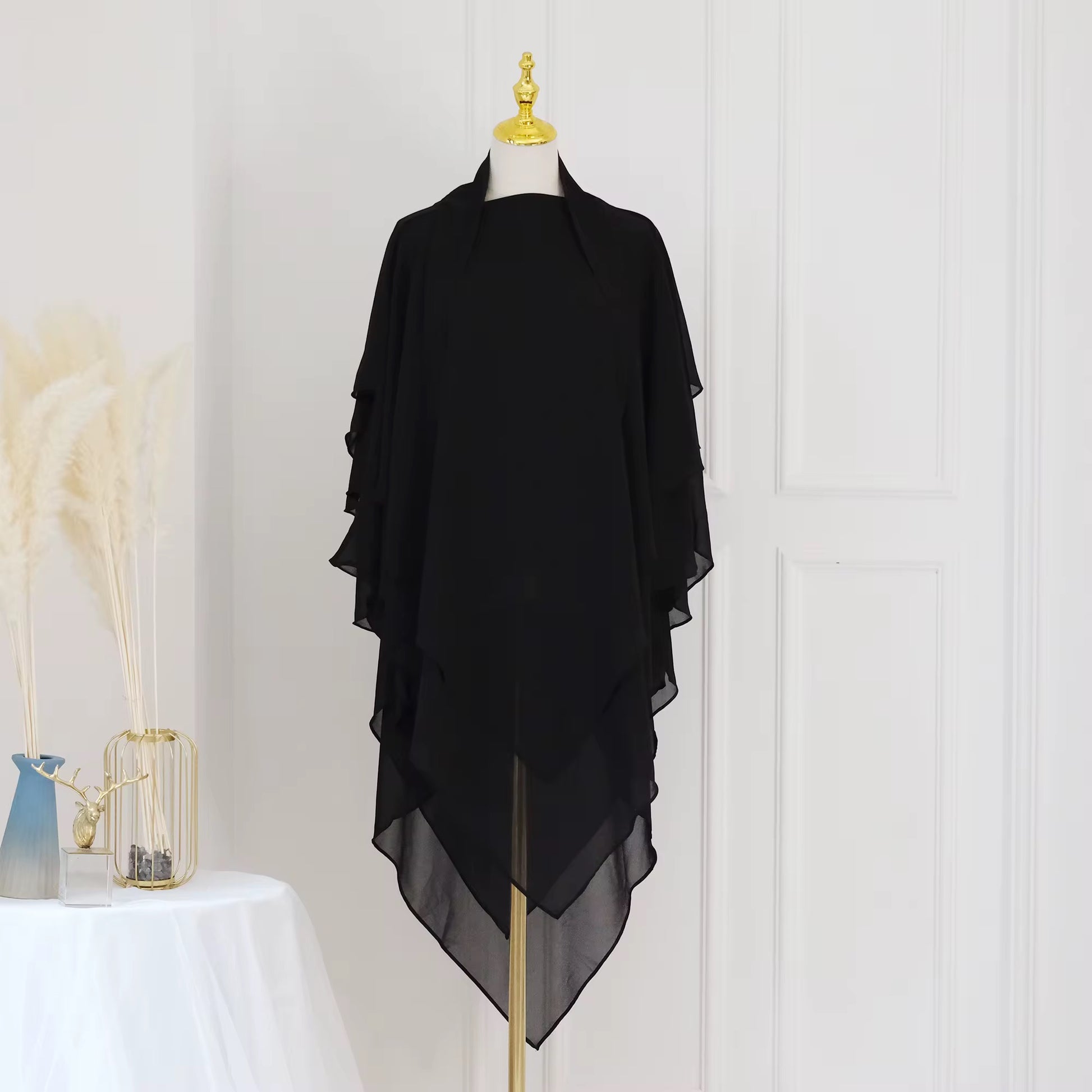 Layered Khimar in Black – full coverage modest khimar by Hijabaan NZ