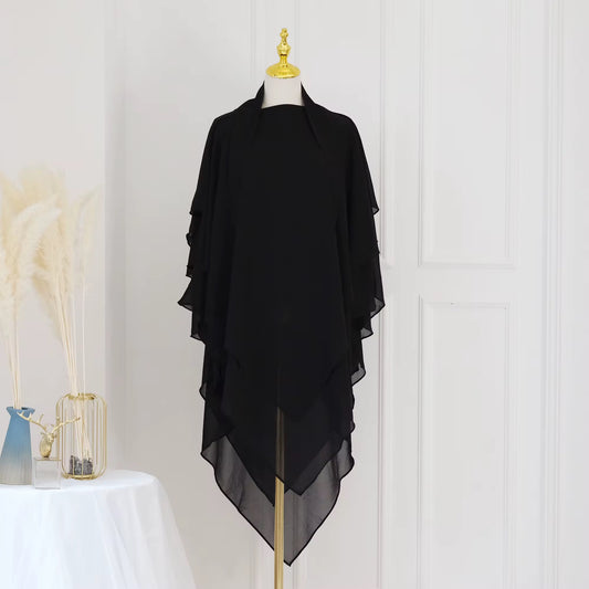 Layered Khimar in Black – full coverage modest khimar by Hijabaan NZ