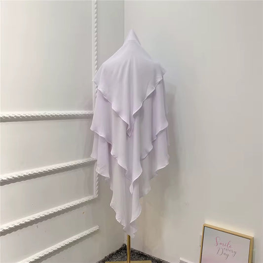 Layered Khimar in Lilac Silver – soft flowy full-coverage khimar by Hijabaan NZ