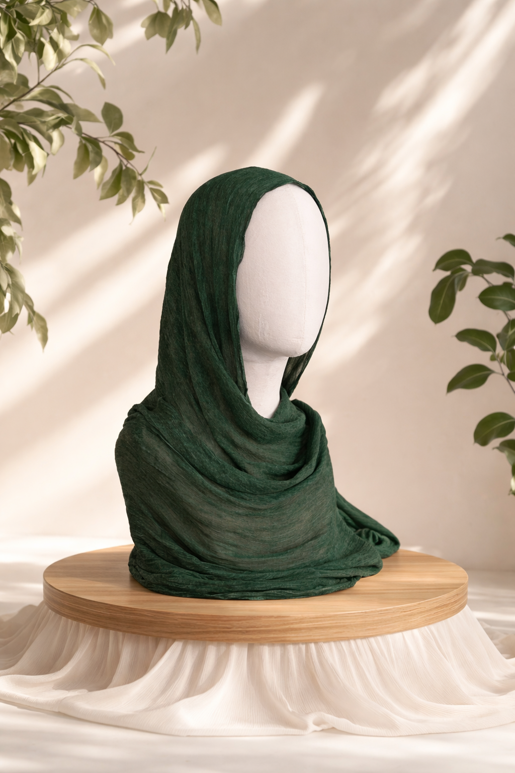 ruffled linen hijab green nz modest wear auckland breathable non slip hijab