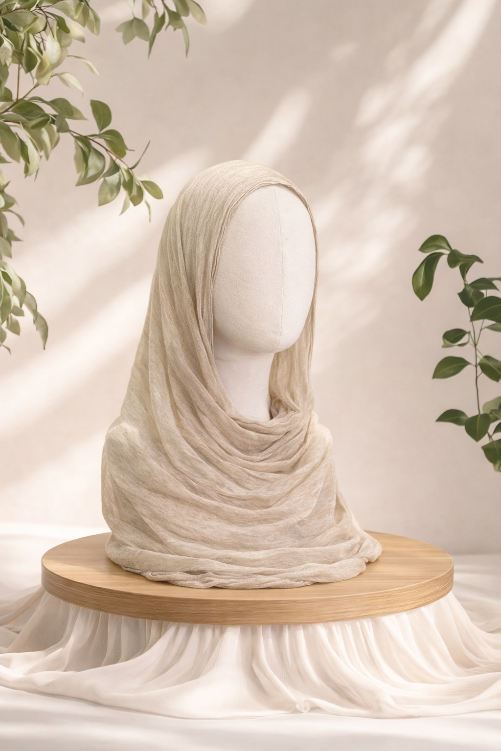 ruffled linen hijab ivory nz modest wear auckland breathable non slip hijab