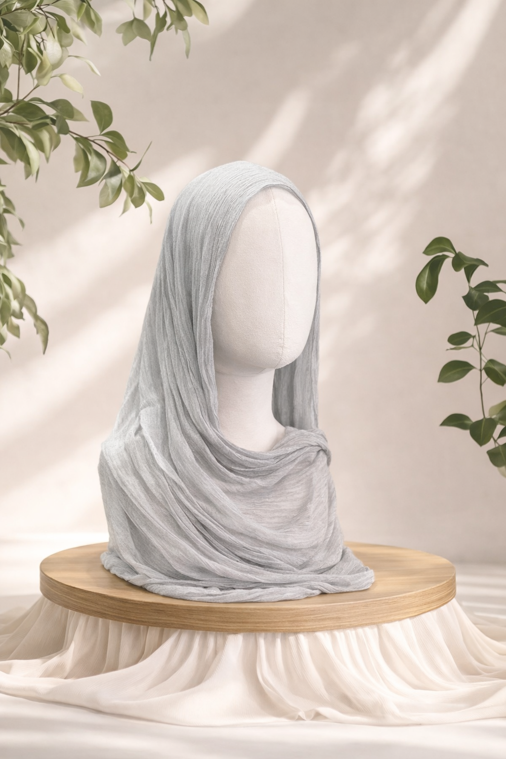 ruffled linen hijab silver nz modest wear auckland breathable non slip hijab