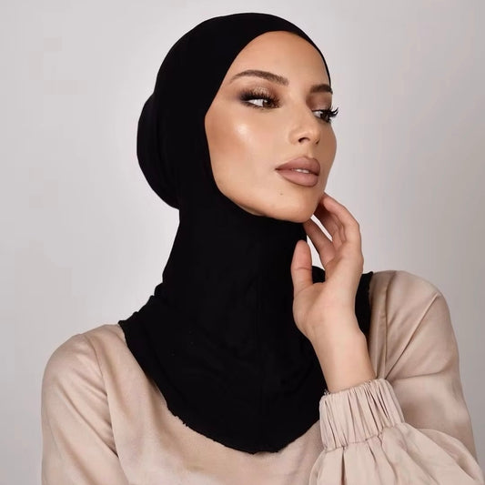 black ninja hijab cap with neck coverage for modest styling hijabaan nz