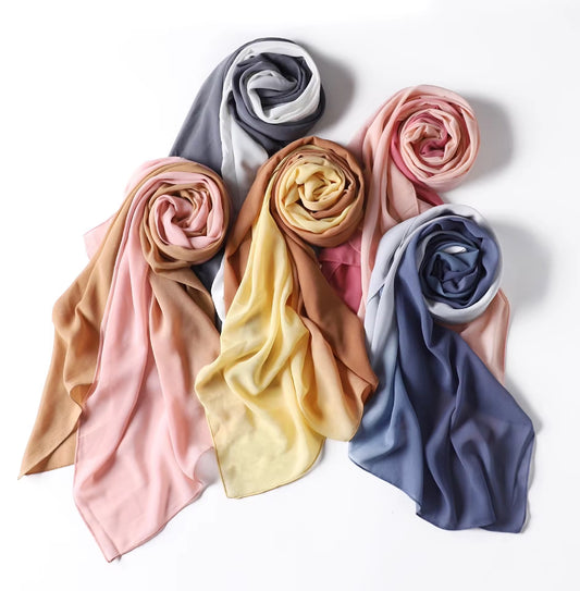 Ombre chiffon hijab with soft gradient and lightweight drape – Hijabaan NZ