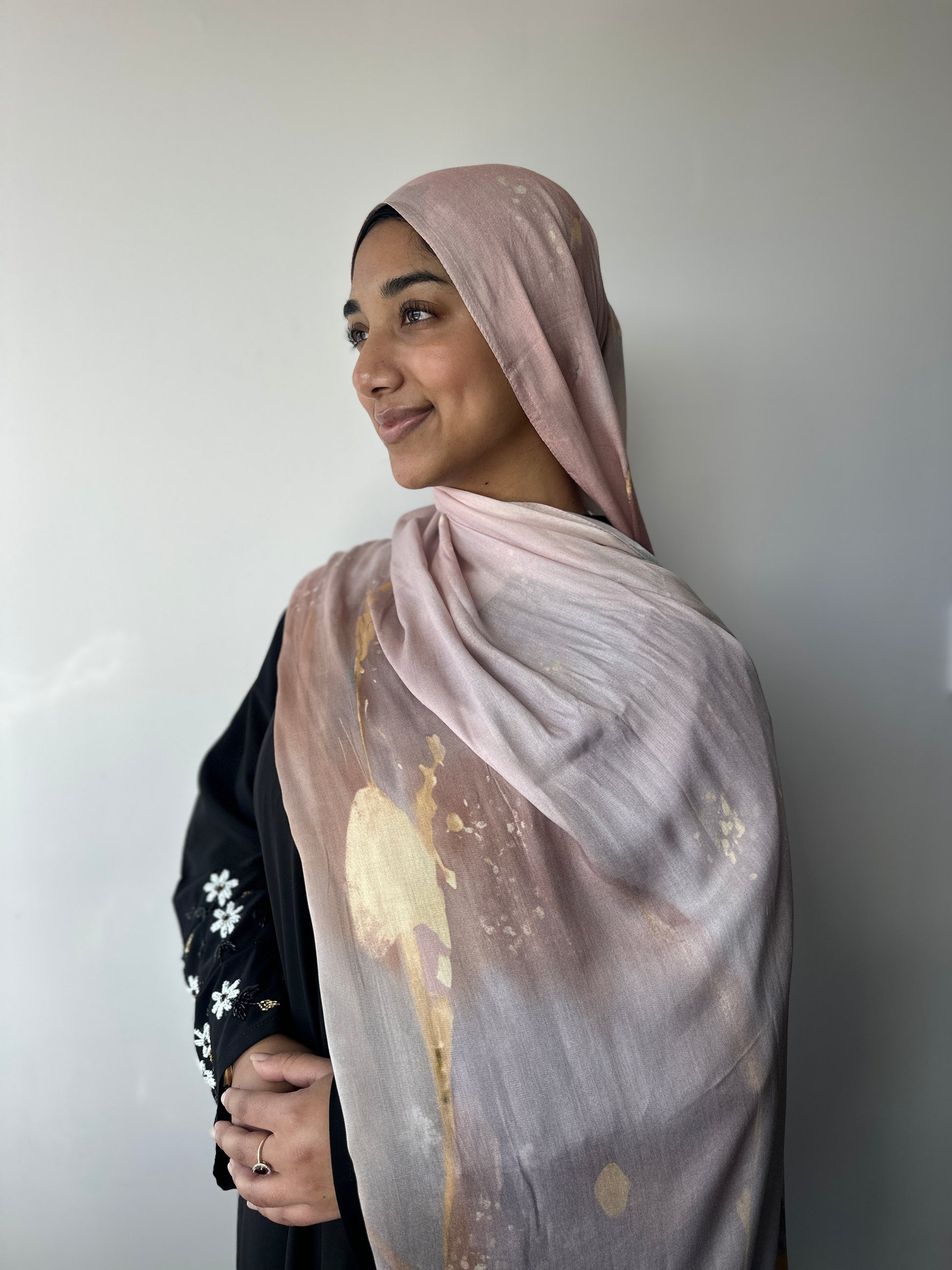 Printed Modal Hijab – Blush print, soft breathable modal from Hijabaan NZ